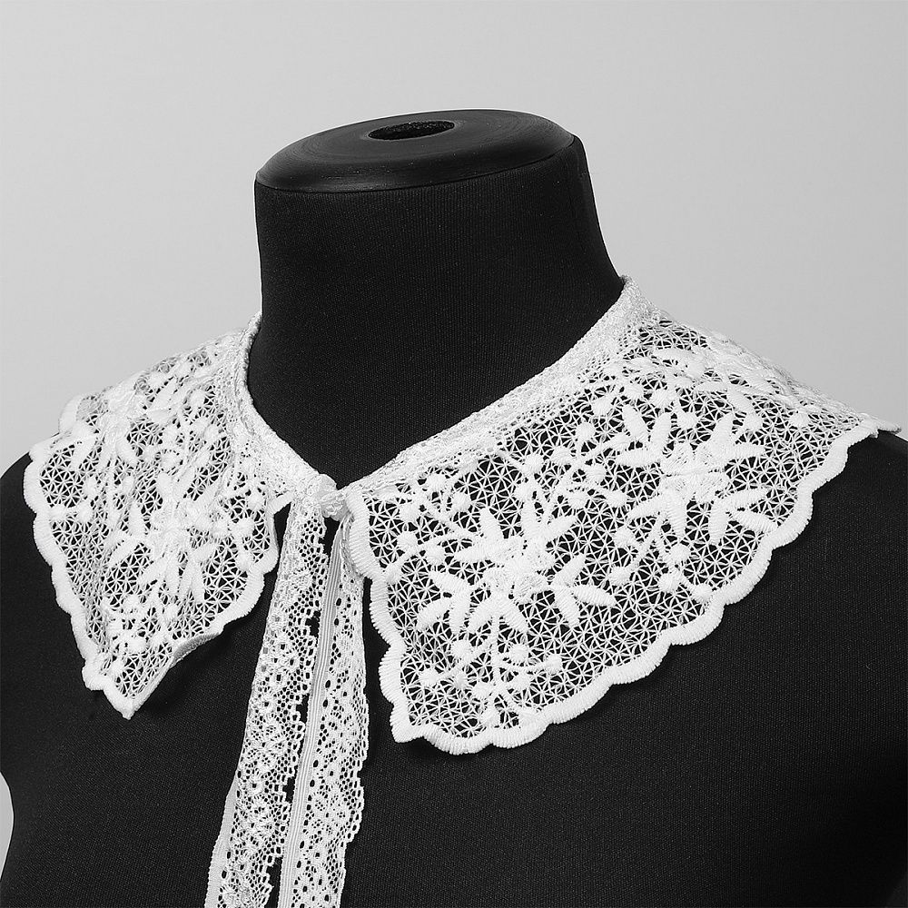 Накладной кружевной воротник 30х35 см, матовая нить Kruzhevo TBY.13/190, цв.белый уп.1шт