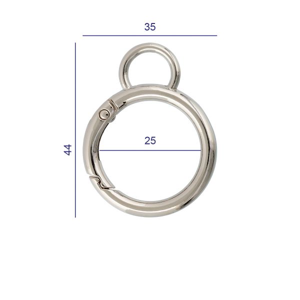 Карабин металл кольцо ⌀25.0 мм (44х35 мм), 10 шт, 04 никель, Gamma GHA-225