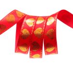 Лента атласная с надписью 25.0 мм / 22.5±1 метров, Сердечки, A2-039 красный, Globus