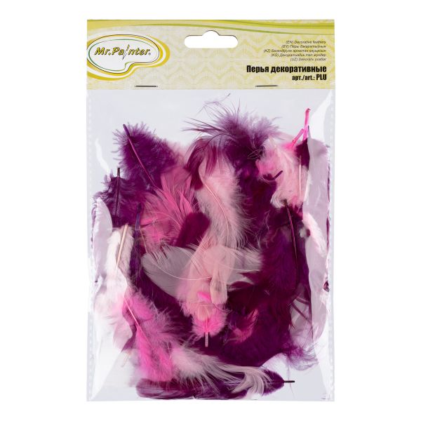 Перья декоративные 5-10 см, 5х3 г,±0.5 г, 29 Пурпур (ассорти), Mr.Painter PLU-04