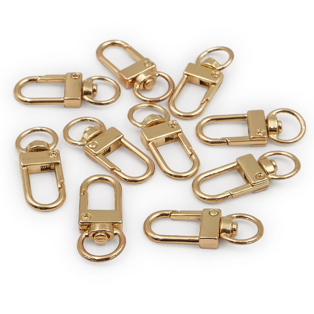 Карабин металл 10.0 мм (34х12 мм), золото цв.02, ГД15089, 10 шт