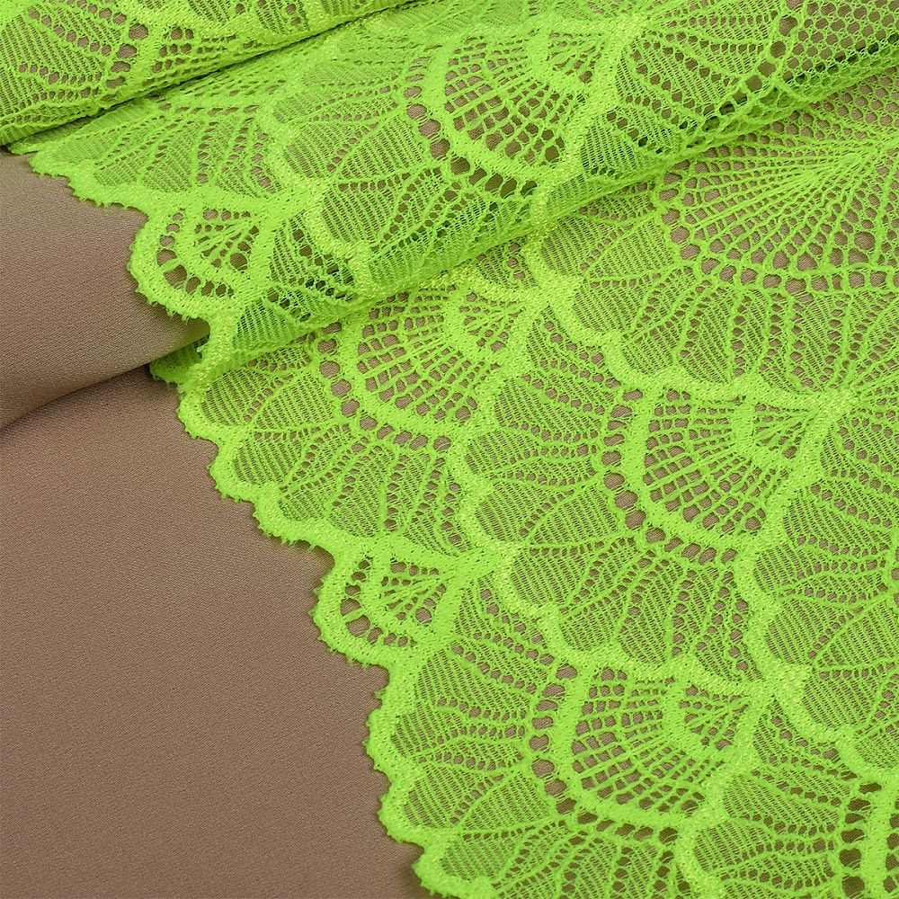 Кружево бельевое эластичное 195 мм / 3 м, 8034 цв.F229 зелено-желтый неон, Kruzhevo