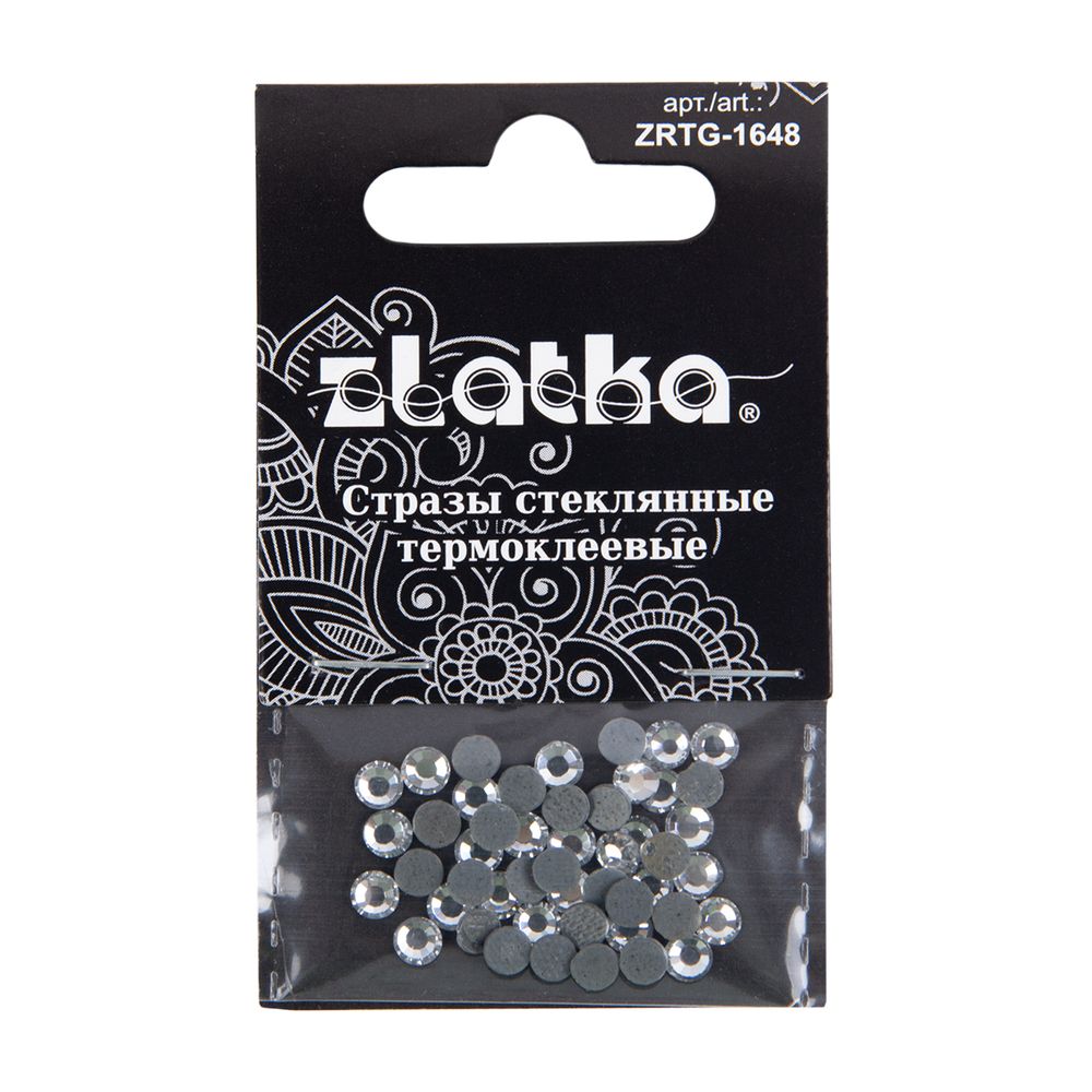 Стразы клеевые стекло 3.9 мм, 5х48 шт, SS16 №01 белый (Crystal), Zlatka ZRTG-1648