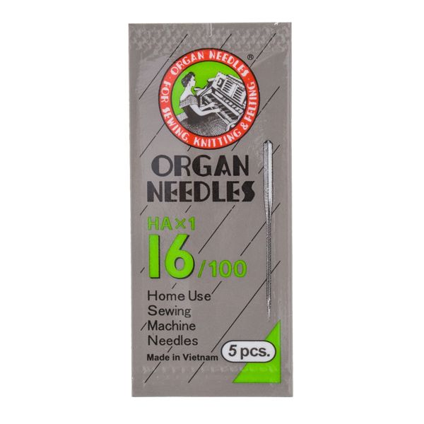 Иглы для швейных машин базовые универсальные HAx1, №100, 5 игл (мягк.), ORGAN