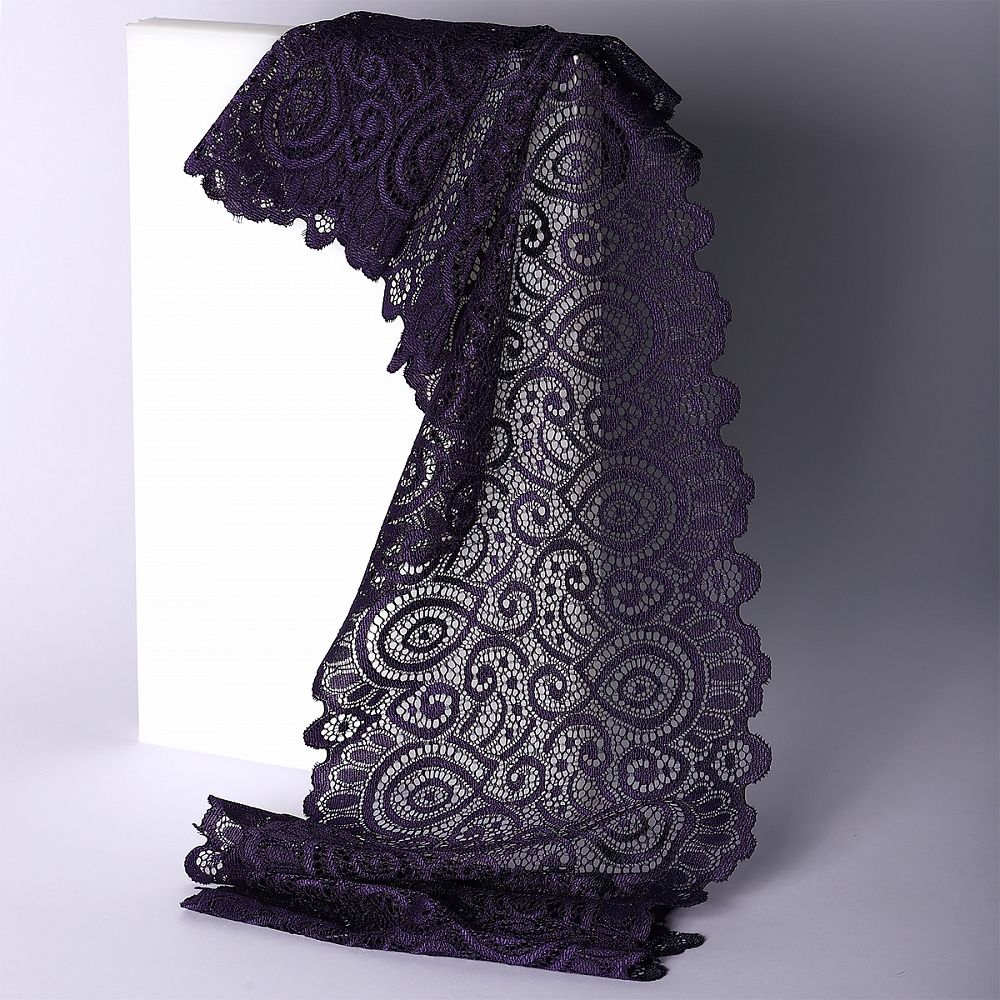 Кружево бельевое эластичное 180 мм / 3 м, TBY.L1351, цв.L2817 фиолетовый, Kruzhevo