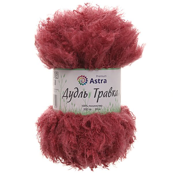 Пряжа Astra Premium (Астра Премиум) Дудль Травка / уп.1 мот. по 200 г, 20 м, 01 темно-коралловый