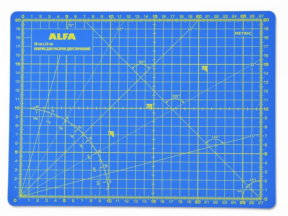 Коврик раскройный двухсторонний ALFA AF-A4Blue 30х22см, цвет синий, 2мм