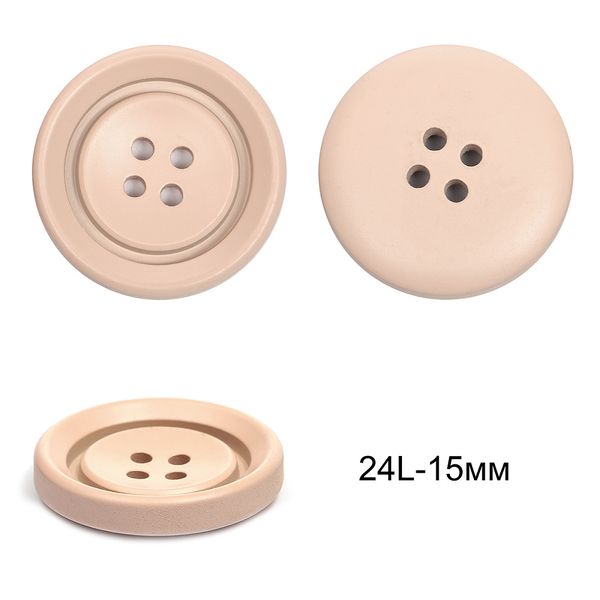 Пуговицы пластиковые TBY 8960A цв.6 кремовый 24L-15 мм, 4 прокола,72 шт