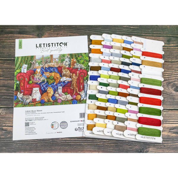 Набор для вышивания нитками LetiStitch L9946, Поместье Мяу 44х32см