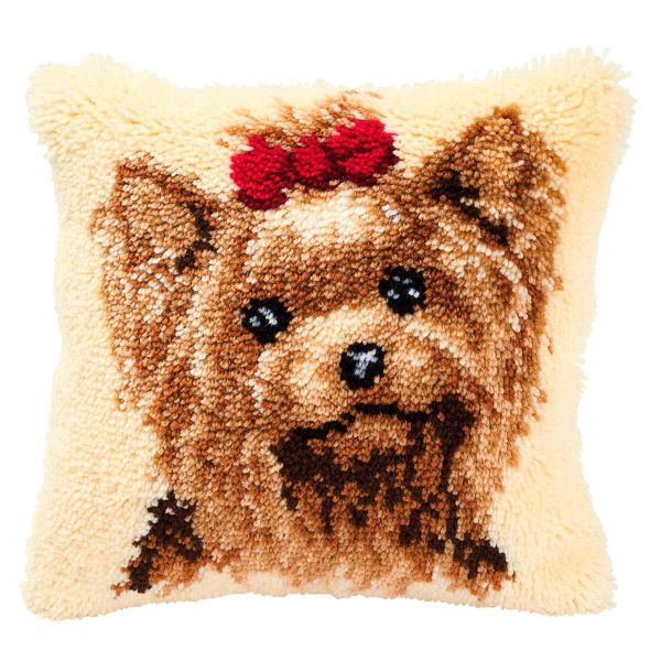 Набор для вышивания подушки Vervaco PN-0014144, (ковровая техника) Собачка с бантиком 40x40 см