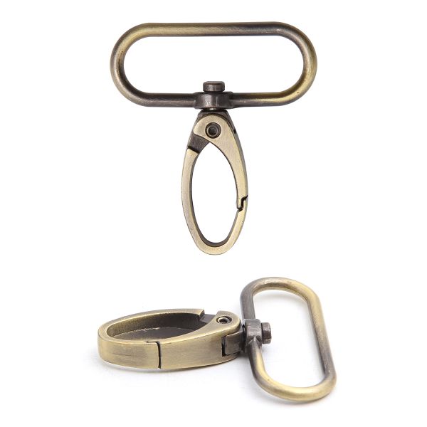 Карабин металл 38.0 мм (49х44 мм), тертая бронза, ГУ12849, 4 шт