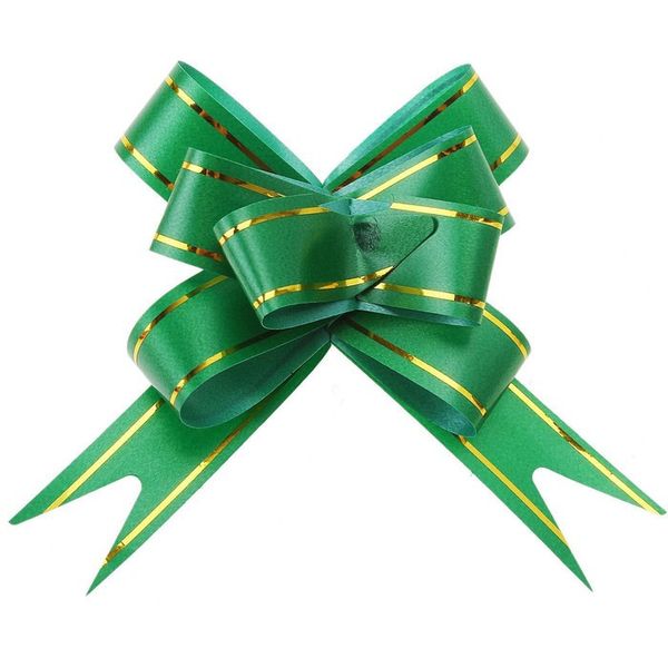 Бант бабочка 1,7х34см, 10 шт в упак, зеленая золотая полоса, 10 шт