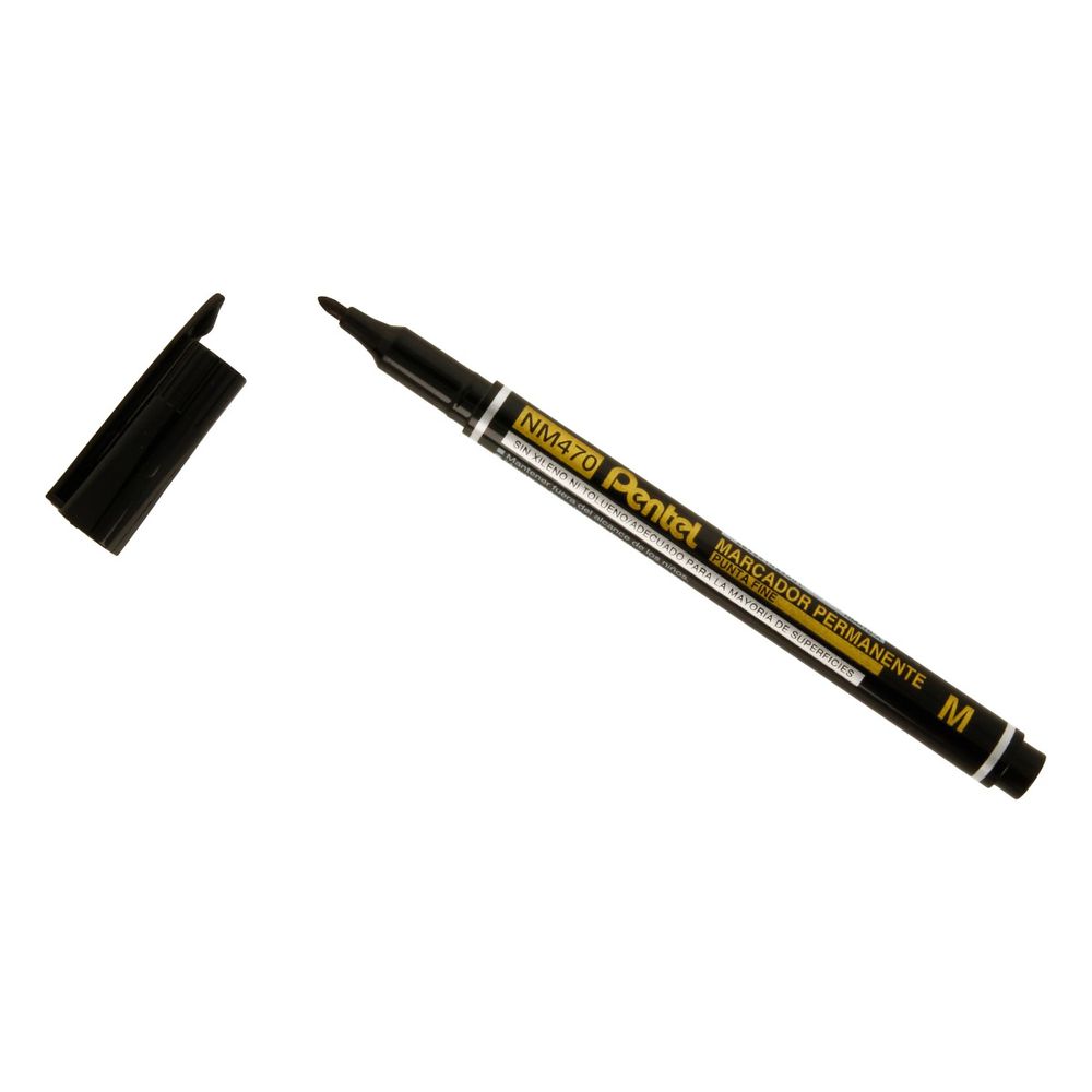 Перманентный маркер 1 мм, Medium Point, 12 шт, черный, Pentel NM470-A