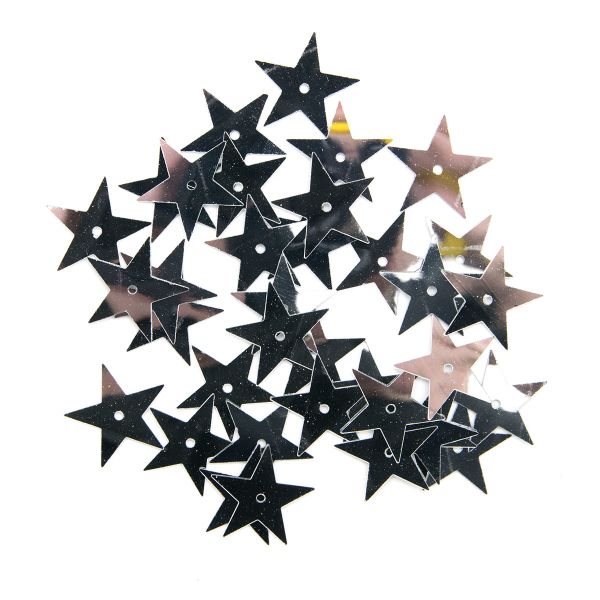 Пайетки фигурные звездочки 20 мм, упак. 10 гр, Астра, 1 серебро, уп.10 шт