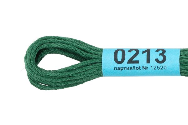 Мулине Gamma 100% хлопок, цв.0213 т.зеленый, 24 мотка по 8 метров