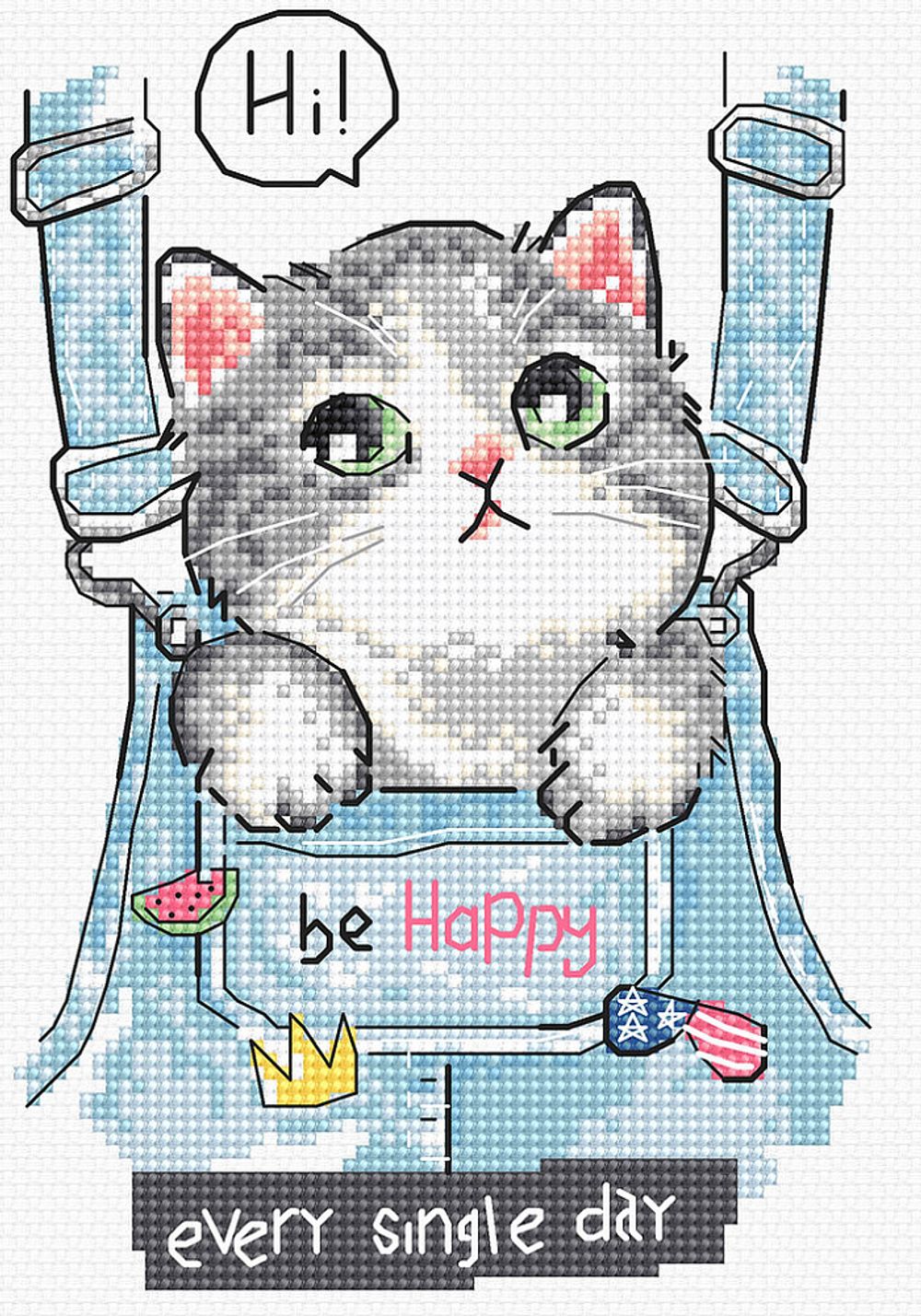 Набор для вышивания нитками LetiStitch, Будь счастлив 10х15 см