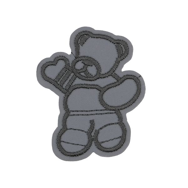 Термоаппликация светоотражающая Мишка, 56х70 мм, серый, LA453, 2 шт