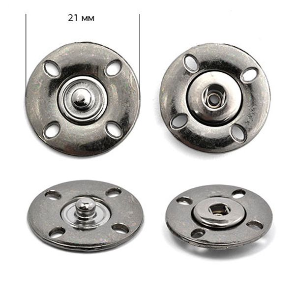 Кнопка пришивная металл ⌀21.0 мм, BJ101, цв.никель черный уп. 50 шт, TBY