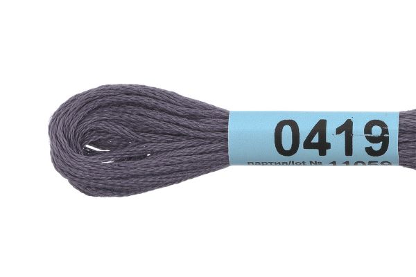 Мулине Gamma 100% хлопок, цв.0419 т-серый, 24 мотка по 8 метров