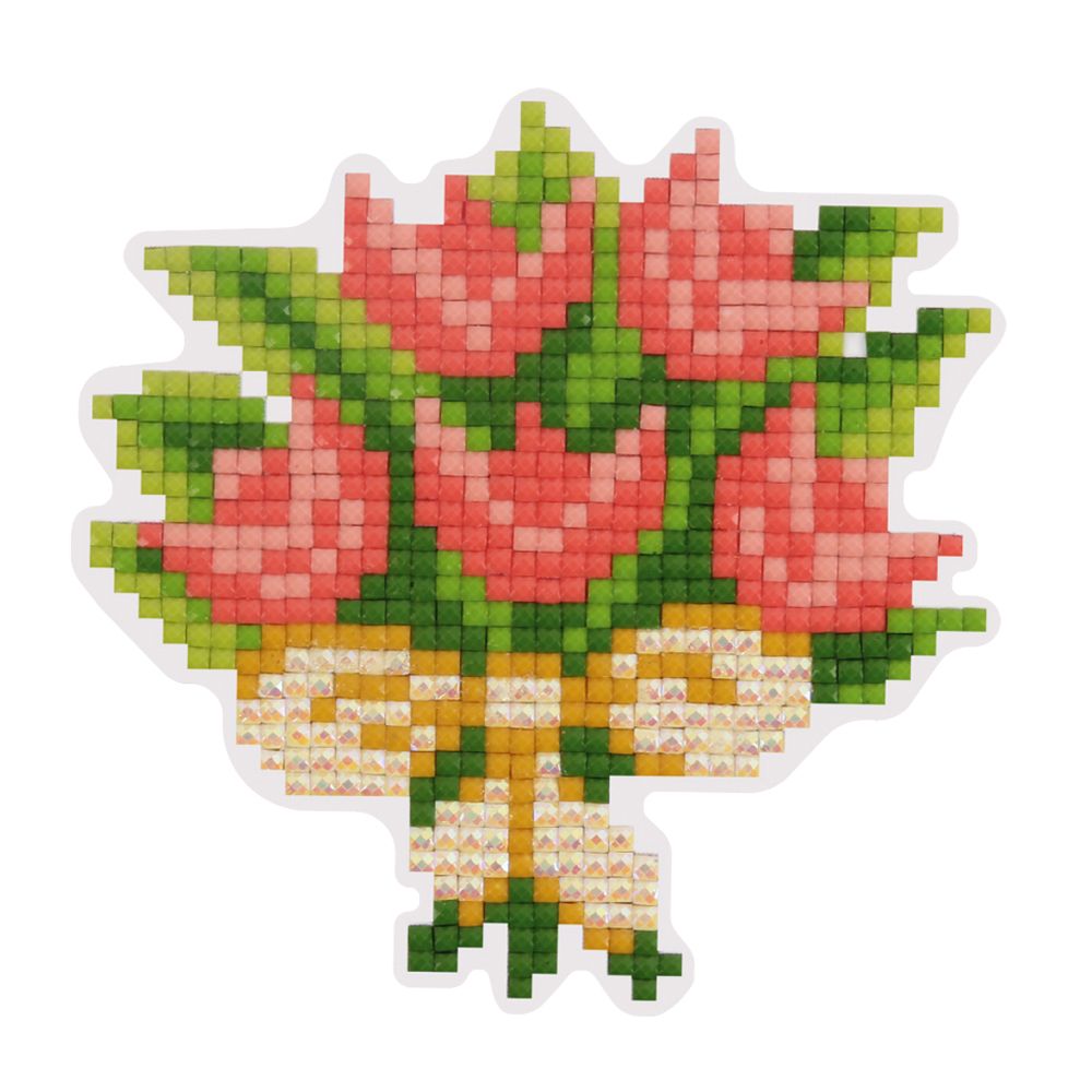 Алмазная (кристальная) мозаика Фрея, магнит Букетик, 8,5х8,5 см