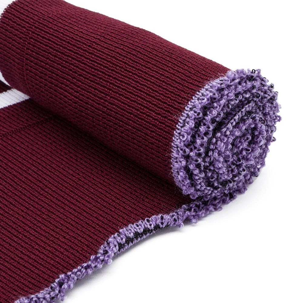 Подвяз средней плотности с полосками (100% полиэстер), 1*1, высота 14см (7см*2), длина 70-73см (8052/8003 бордо с белыми полосками)