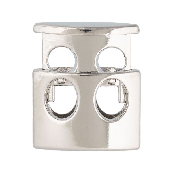 Фиксатор (зажим) для шнура металл 2 отв, ⌀4.5 мм, 12 шт, №04 никель, Micron GB 2001