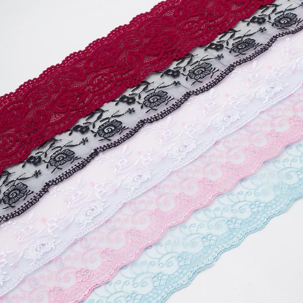 Набор кружева капрон ассорти, 5 шт по 1,5 м (+-5 см), ширина от 10 до 12,7 см