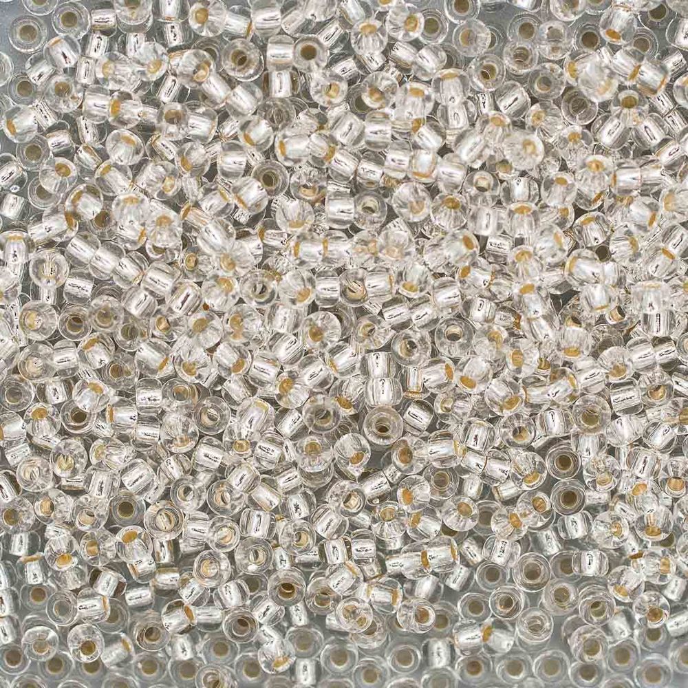 Бисер Preciosa прозрачный, серебряный центр 10/0, 5х20г, цв.78102