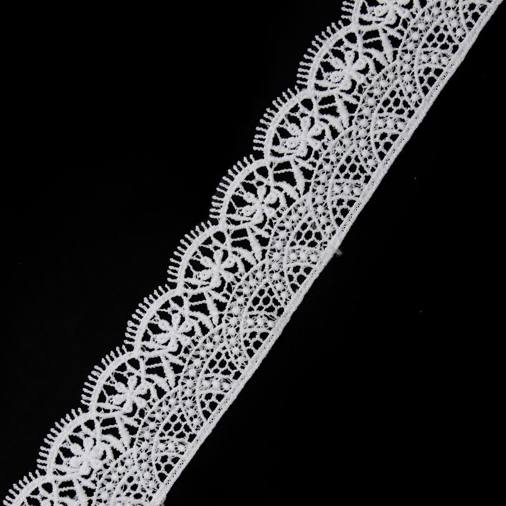 Кружево гипюр (плетёное) 45 мм / 3 метра, матовое, C501 белый