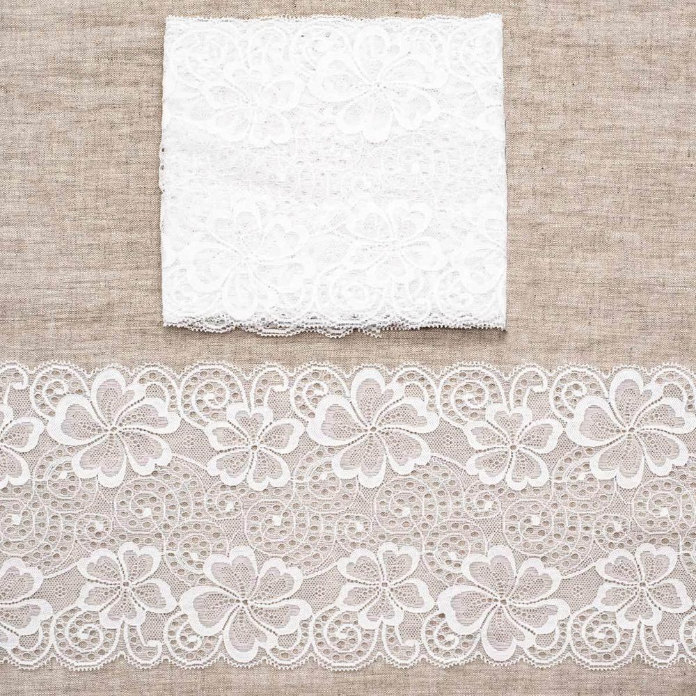 Кружево бельевое эластичное 185 мм / 3 метра (±4 см), белый LAEC-15459