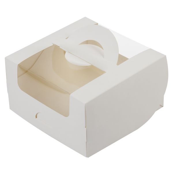 Коробка для мини-торта 14х14х8 см, белоснежная, S-Chief CBC-012