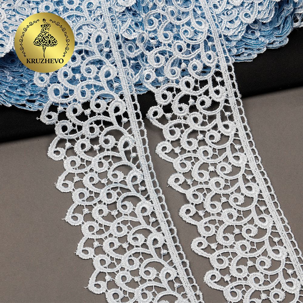 Кружево гипюр (плетёное) 80 мм, TR.8G8386, цв.10 голубой уп.12м, Kruzhevo