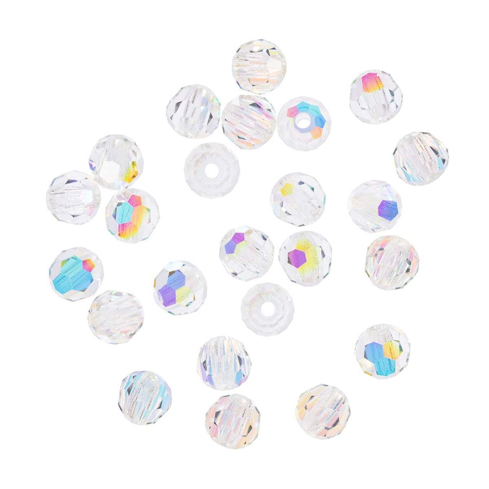 Бусины стекло ⌀3 мм, 24 шт, перламутр/crystal AB, Preciosa 451-19-602