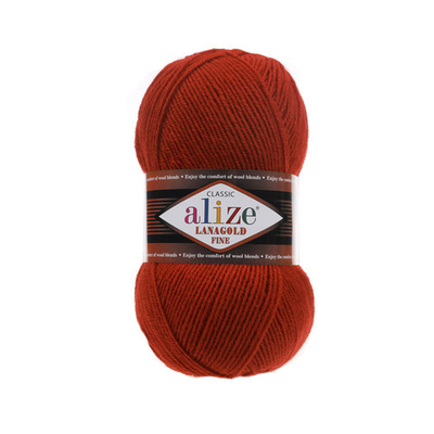 Пряжа Alize (Ализе) Lana Gold Fine / уп.5 мот. по 100 г, 390м, 036 терракот A