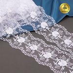 Кружево на сетке 90 мм, цв.01 белый, уп.13.7м