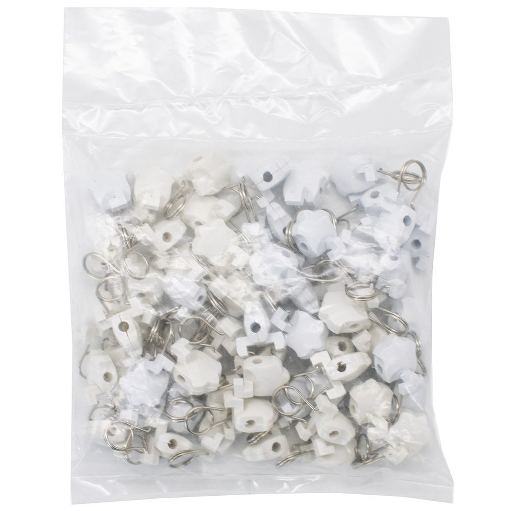 Зажим для штор 36 мм, пластик, белый, 60 шт