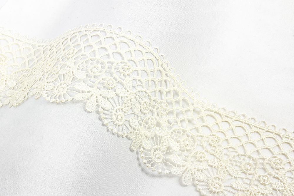 Кружево гипюр (плетёное) 88 мм / 10 м, кремовый, Gamma GGM-8801 Кружево гипюр (плетёное) 88 мм / 10 м, кремовый, Gamma GGM-8801