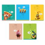 Тетрадь ученическая школьная, выборочный лак, A5 18 л. на скобе 65 г/м², белизна 100% 20 шт клетка, 01418 Мы такие вкусные, Светоч Т86