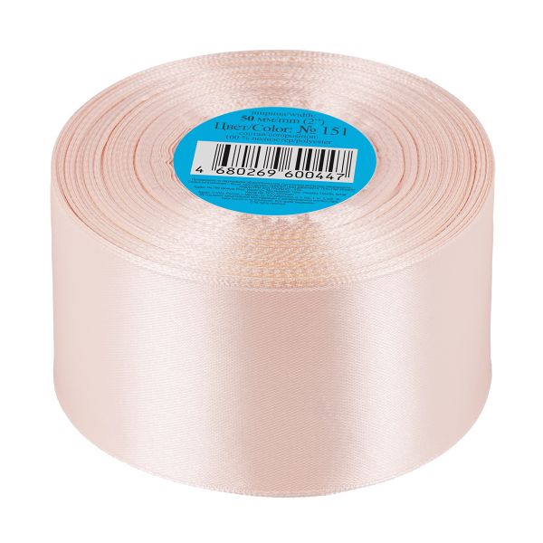 Лента атласная 1-сторонняя 50.0 мм / 33±2 метра, 151 бледно-розовый, Gamma