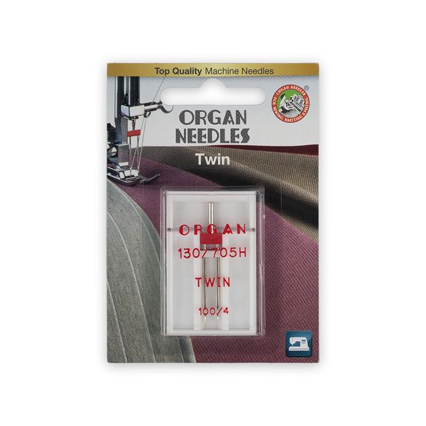 Иглы для швейных машин бытовые универсальные 130/705 H, №100/4, двойные, 1 игла, 5102054BL, ORGAN