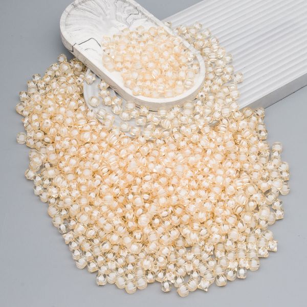 Бусины акрил ⌀10 мм, 500 г, в цвете с белой сердцевиной, мягкий куб, 35 бежевый, Astra&Craft LY-161