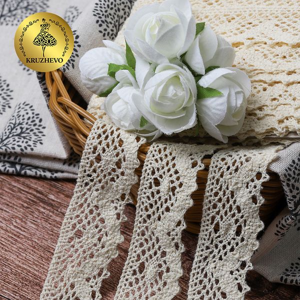 Кружево вязаное (тесьма) 30 мм / 10 метров, диз. 298, цв.35 кремовый, Kruzhevo