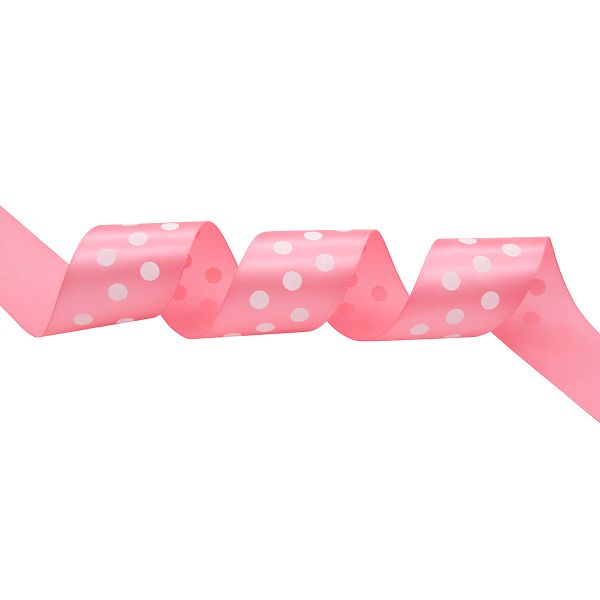 Лента атласная в горошек 45.0 мм / 22.5±1 метров, розовый, Globus