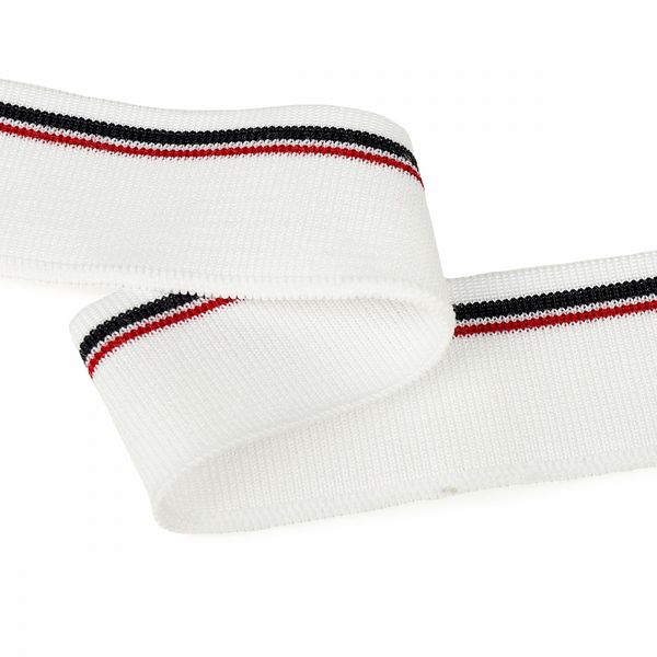 Подвяз (довяз) трикотажный 3.5х80 см, белый с т.синей и бордовой полосами, 100% п/э, 5 штук