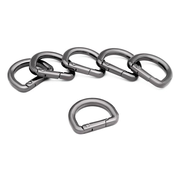 Карабин металл полукольцо 20 мм, олово (черный никель), MB_2232, 6 шт