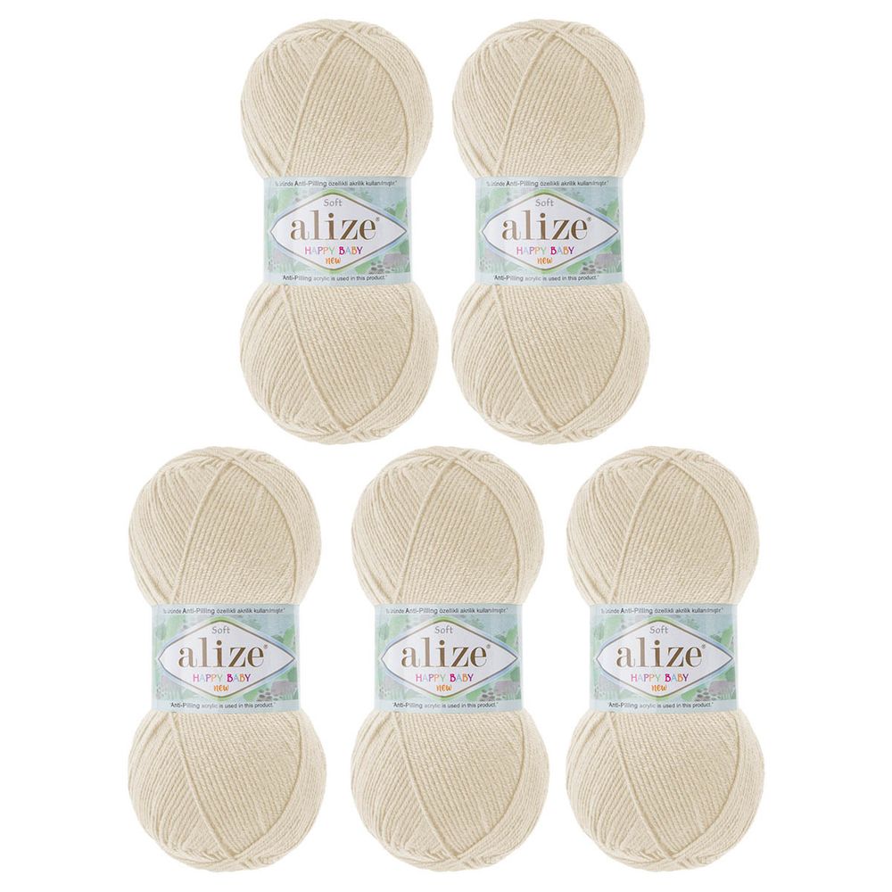 Пряжа Alize (Ализе) Happy Baby New / уп.5 мот. по 100 г, 320м, 62 светло-молочный
