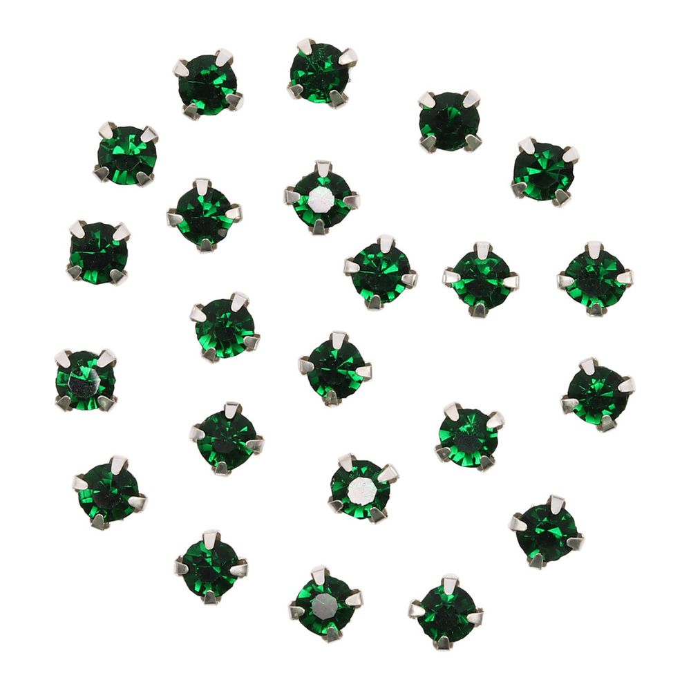 Хрустальные стразы в цапах/серебро, 6мм, 40 шт/упак, Astra&Craft (36 изумрудный), 4AR169/176