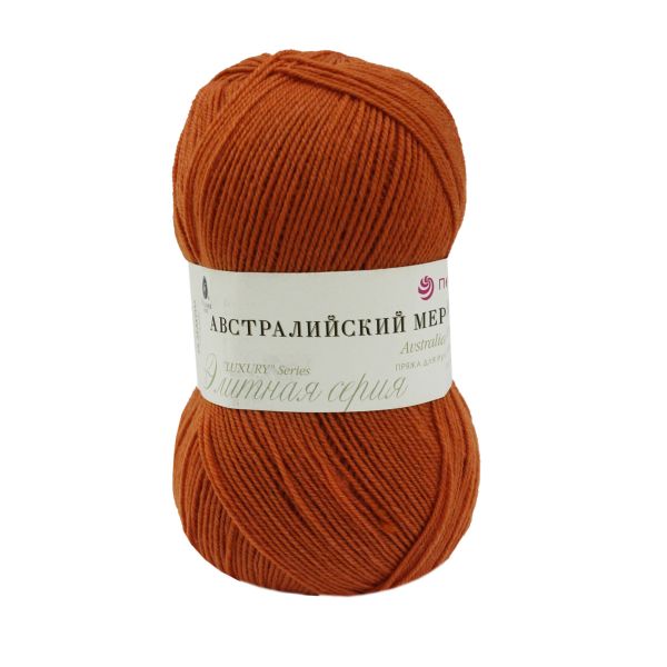Пряжа Пехорка Австралийский меринос / уп.5 мот. по 100 г, 400м, 189 Ярко-оранжевый