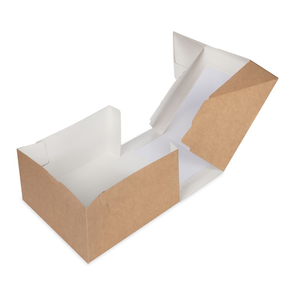 Кондитерская коробка для торта с 1 окном 18х18х10 см, №2 крафт, S-Chief BFC-008