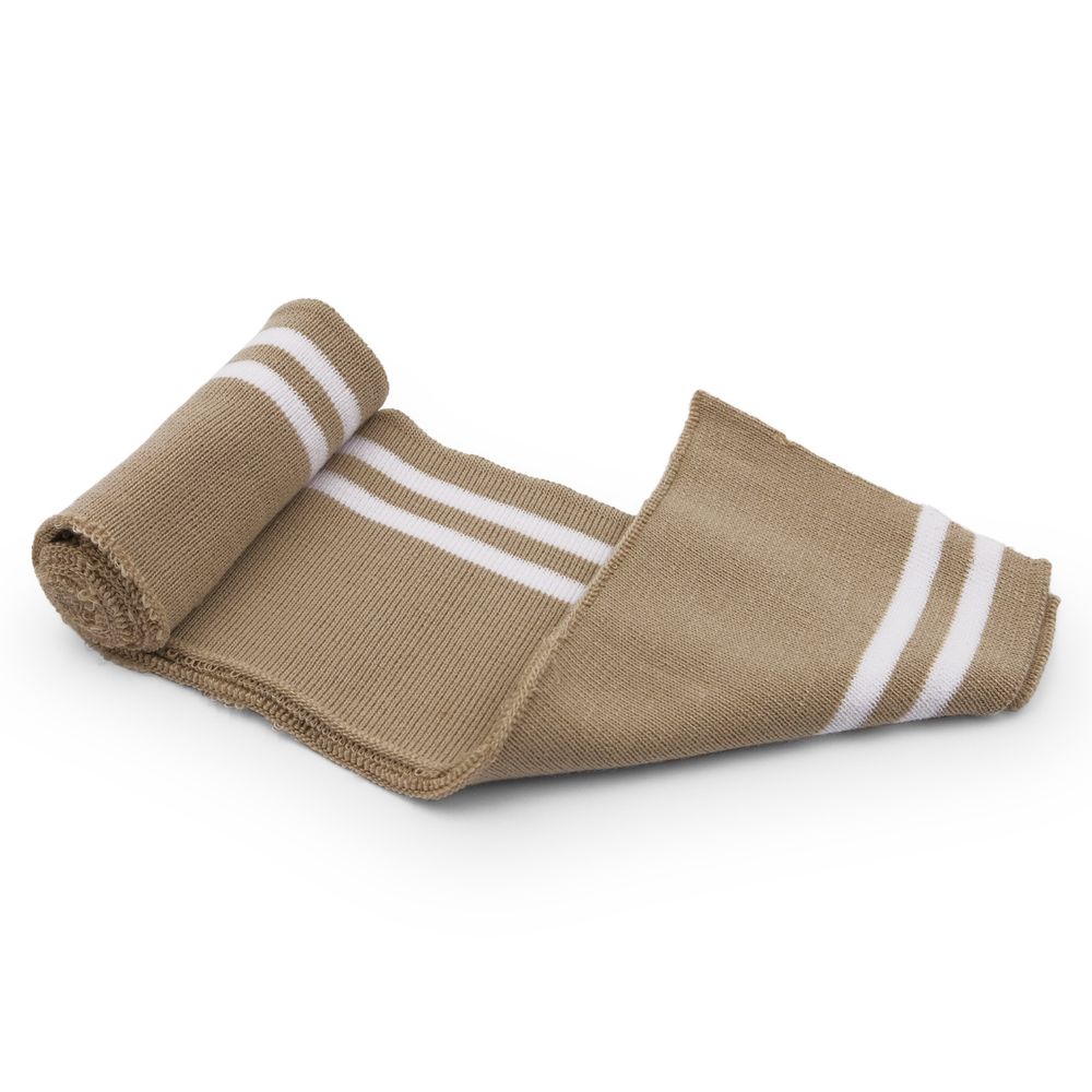 Подвяз (довяз) трикотажный 7.5х80 см, однослойный в полоску, бежевый цв.101/белый